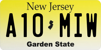 NJ license plate A10MIW