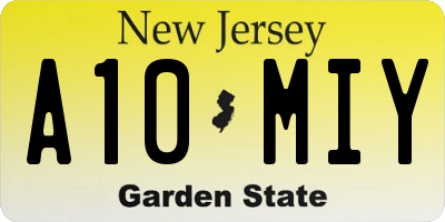 NJ license plate A10MIY