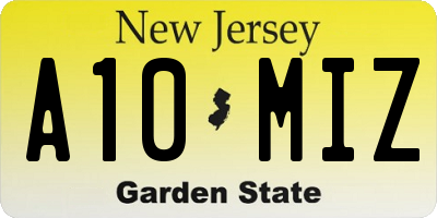 NJ license plate A10MIZ