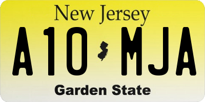 NJ license plate A10MJA