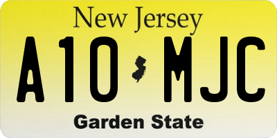 NJ license plate A10MJC