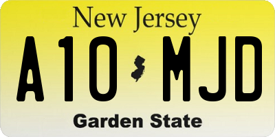 NJ license plate A10MJD