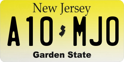 NJ license plate A10MJO