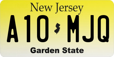 NJ license plate A10MJQ