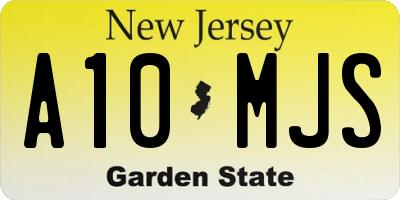 NJ license plate A10MJS