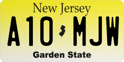 NJ license plate A10MJW