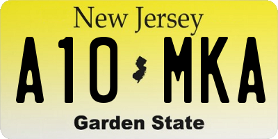 NJ license plate A10MKA