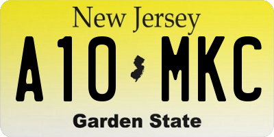 NJ license plate A10MKC