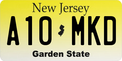 NJ license plate A10MKD