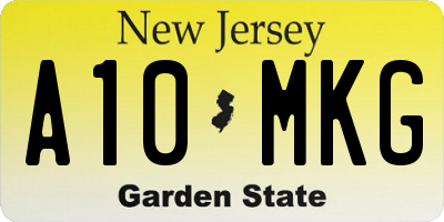 NJ license plate A10MKG