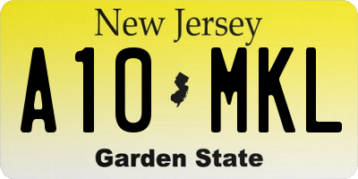 NJ license plate A10MKL