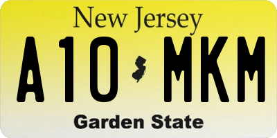 NJ license plate A10MKM