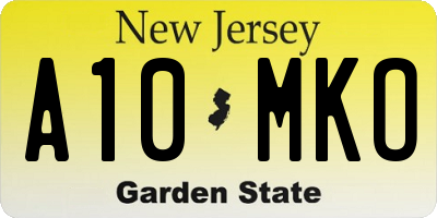 NJ license plate A10MKO