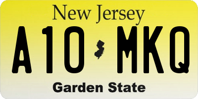 NJ license plate A10MKQ