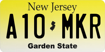 NJ license plate A10MKR