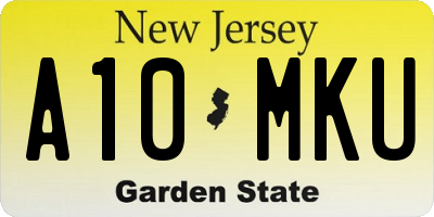 NJ license plate A10MKU