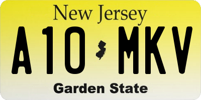 NJ license plate A10MKV