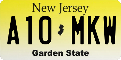 NJ license plate A10MKW