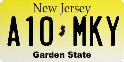 NJ license plate A10MKY