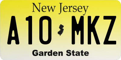 NJ license plate A10MKZ