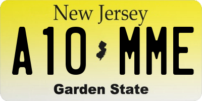 NJ license plate A10MME
