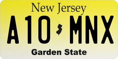 NJ license plate A10MNX