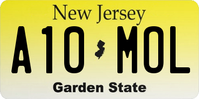 NJ license plate A10MOL