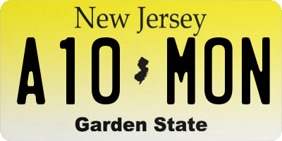 NJ license plate A10MON