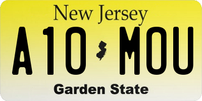 NJ license plate A10MOU