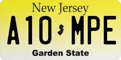 NJ license plate A10MPE