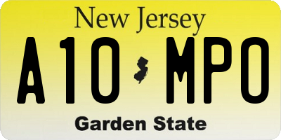 NJ license plate A10MPO