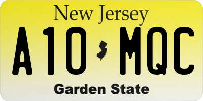NJ license plate A10MQC