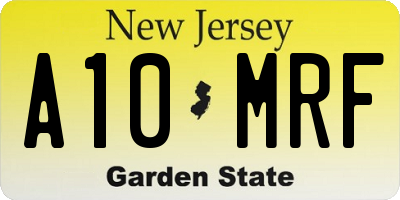 NJ license plate A10MRF