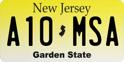 NJ license plate A10MSA