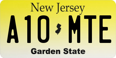 NJ license plate A10MTE