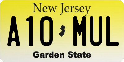 NJ license plate A10MUL