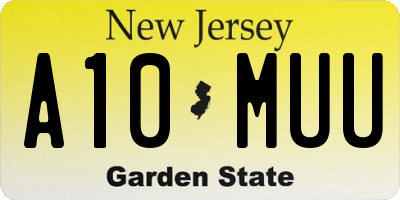 NJ license plate A10MUU