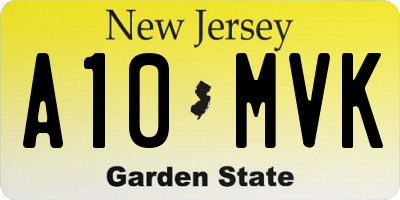 NJ license plate A10MVK