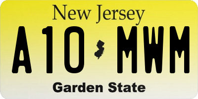 NJ license plate A10MWM