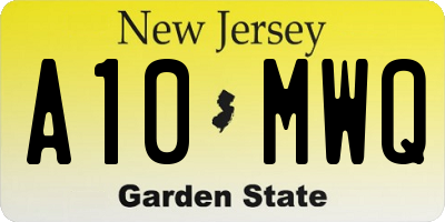 NJ license plate A10MWQ