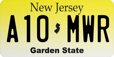 NJ license plate A10MWR