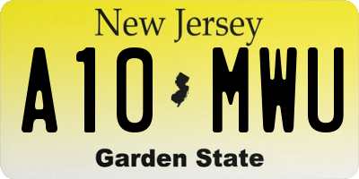 NJ license plate A10MWU