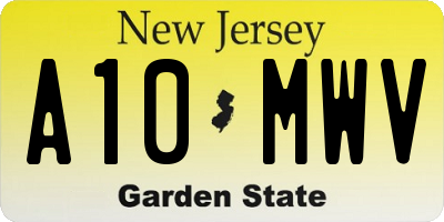 NJ license plate A10MWV