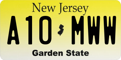 NJ license plate A10MWW