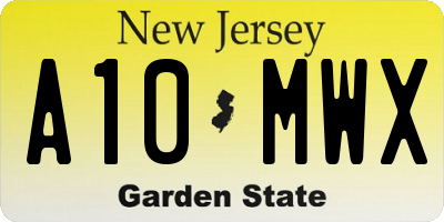 NJ license plate A10MWX