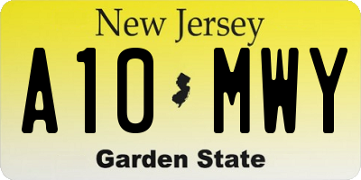 NJ license plate A10MWY