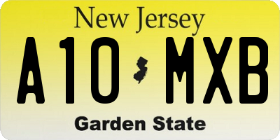 NJ license plate A10MXB