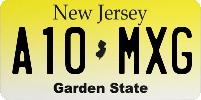 NJ license plate A10MXG