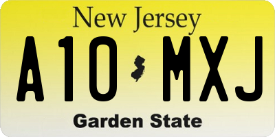 NJ license plate A10MXJ