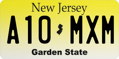 NJ license plate A10MXM